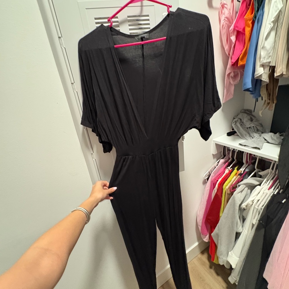 Topshop Elegant Black Deep V-Neck jumpsuit - Picture 2 of 4